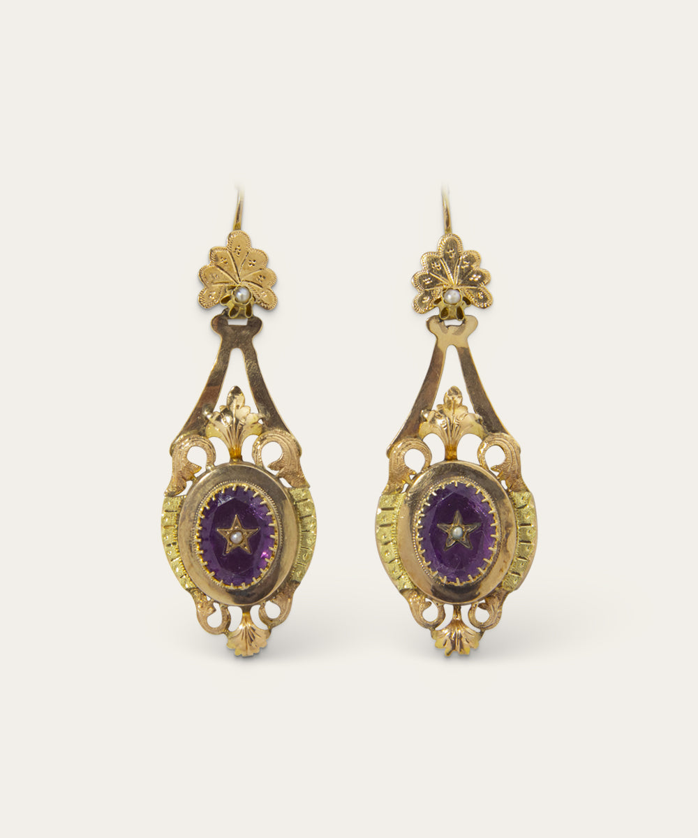 Antique Yellow Gold and Paste Drop Earrings