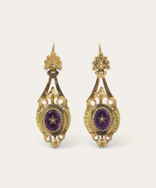 Antique Yellow Gold and Paste Drop Earrings