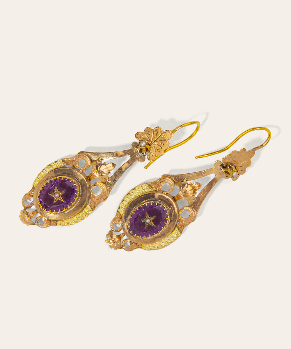 Antique Yellow Gold and Paste Drop Earrings
