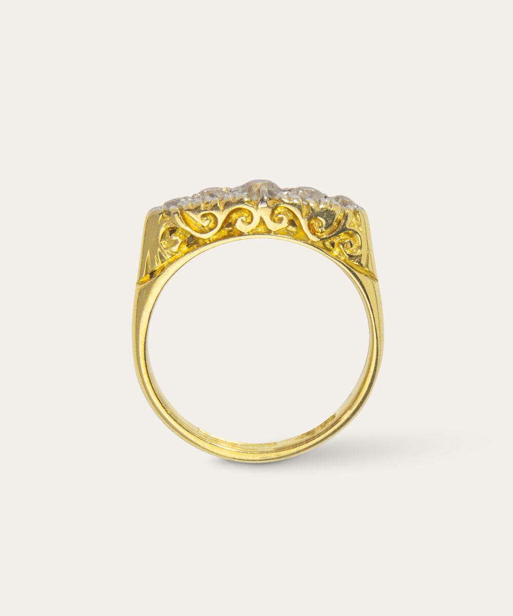 Antique Yellow Gold Diamond Bridge Ring