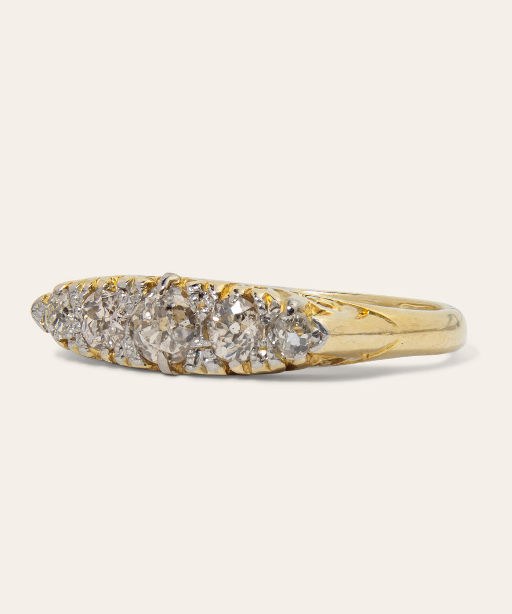 Antique Yellow Gold Diamond Bridge Ring