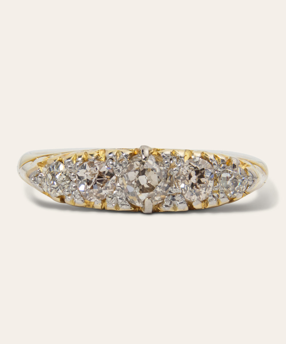 Antique Yellow Gold Diamond Bridge Ring
