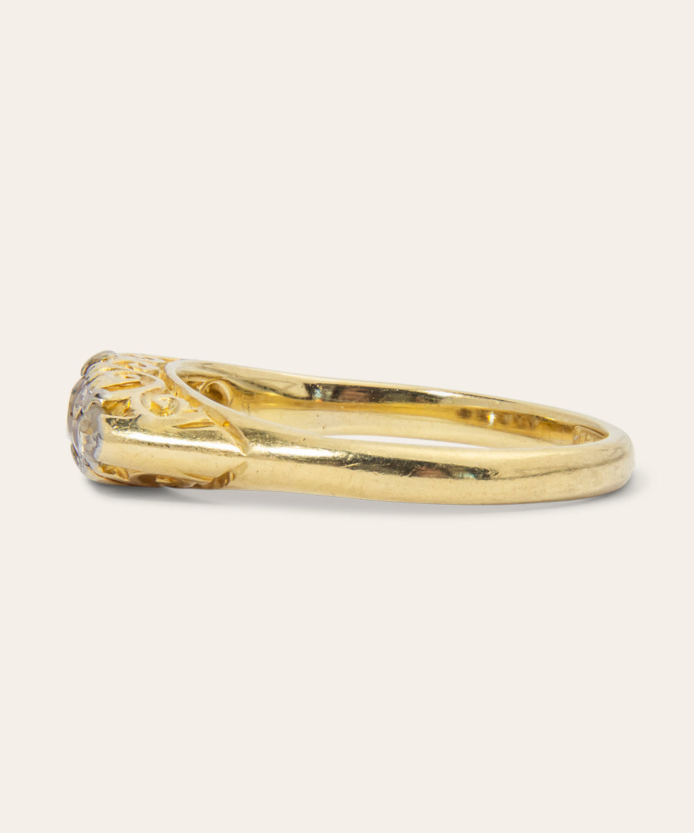 Antique Yellow Gold Diamond Bridge Ring