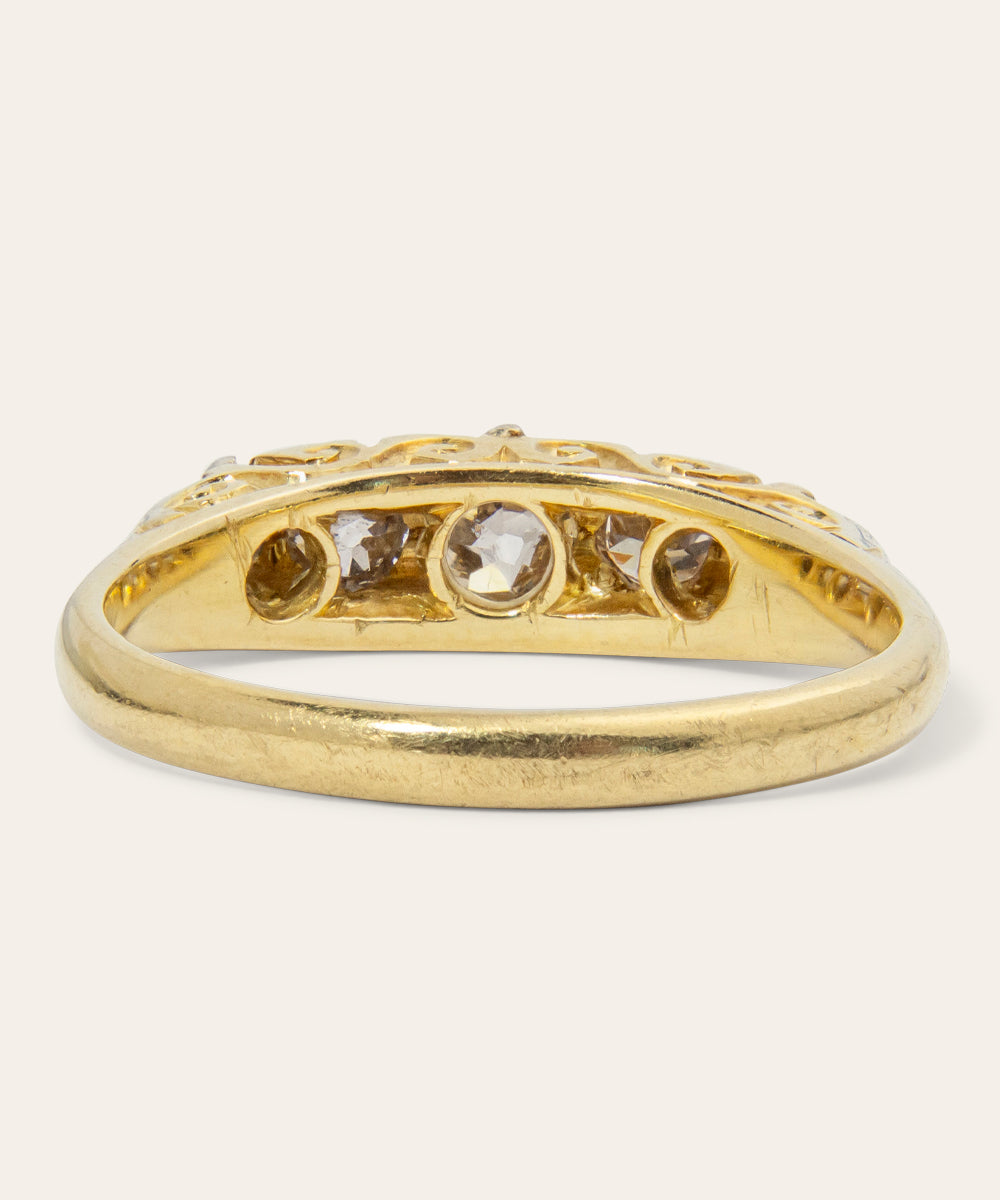 Antique Yellow Gold Diamond Bridge Ring