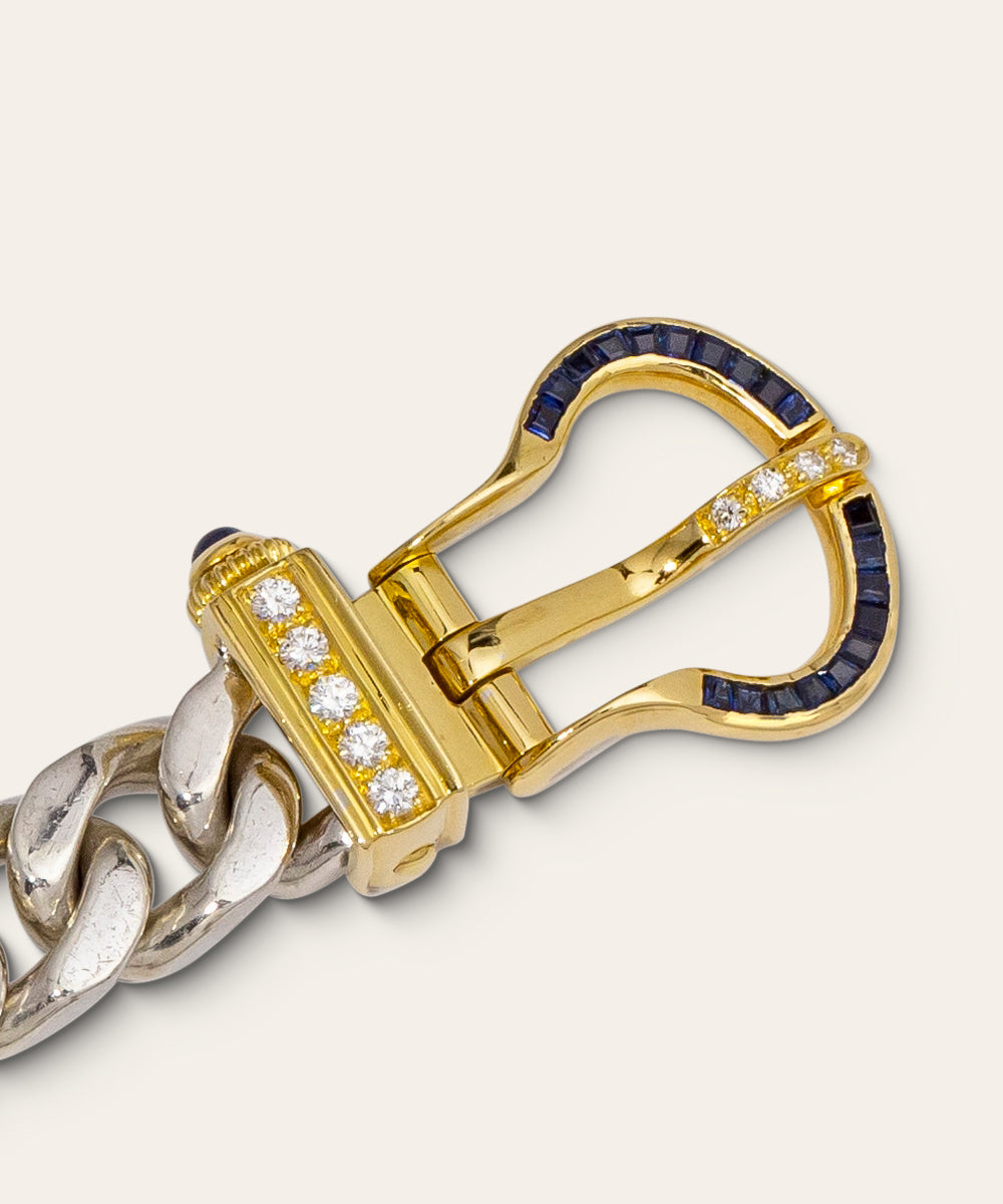 Vintage Sapphire and Diamond Buckle Bracelet