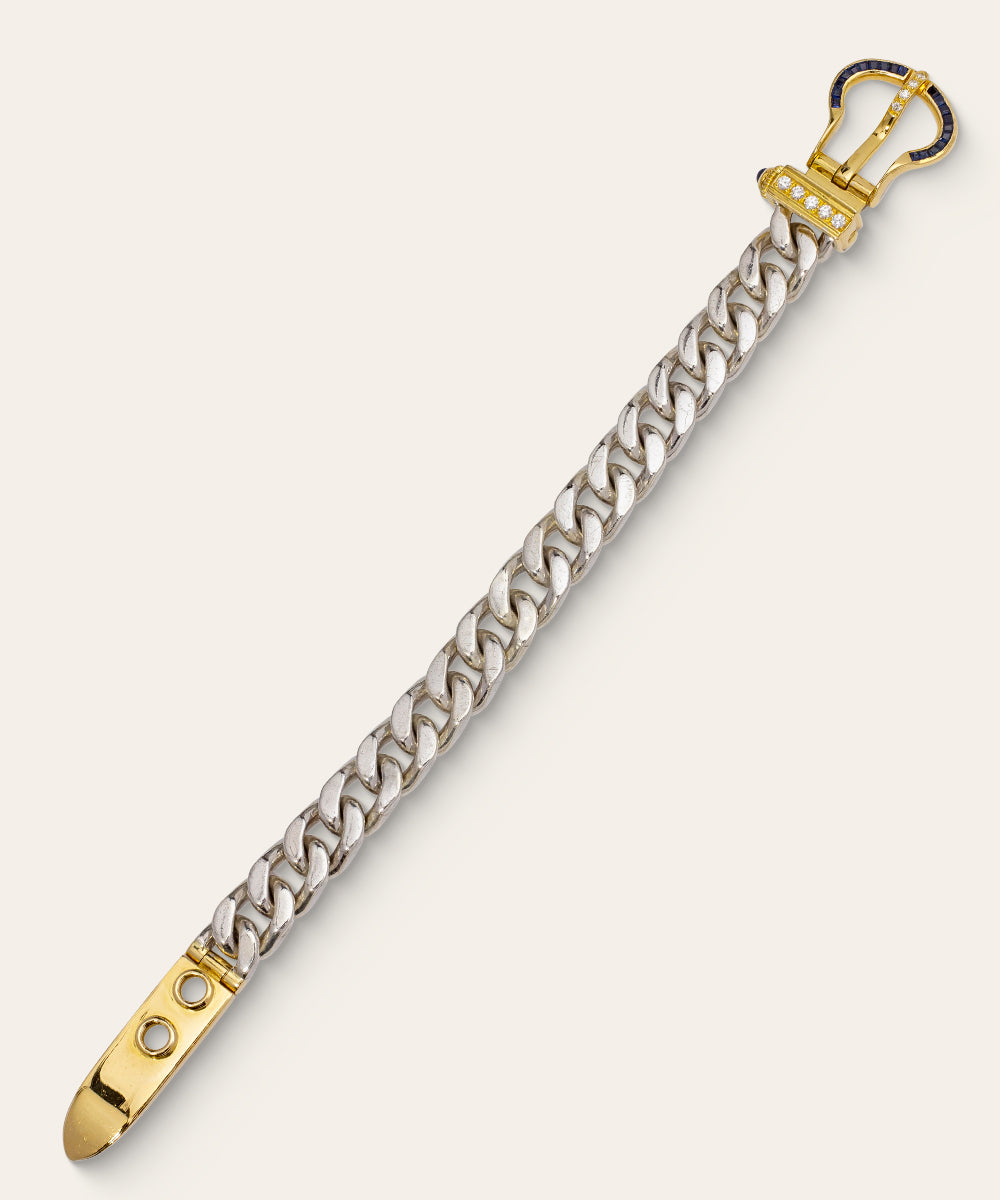 Vintage Sapphire and Diamond Buckle Bracelet