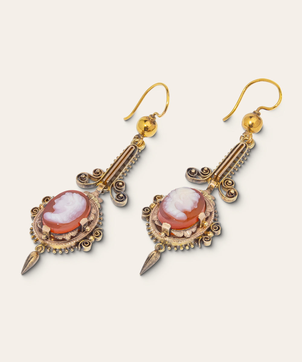 French Victorian Cameo Earrings