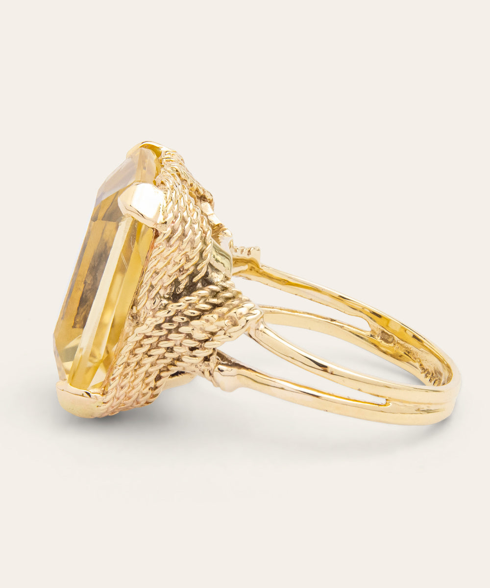 *SOLD* Vintage Yellow Gold & Citrine Cocktail Ring
