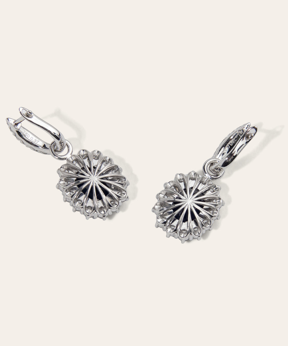Pair of White Gold, Sapphire, & Diamond Earrings