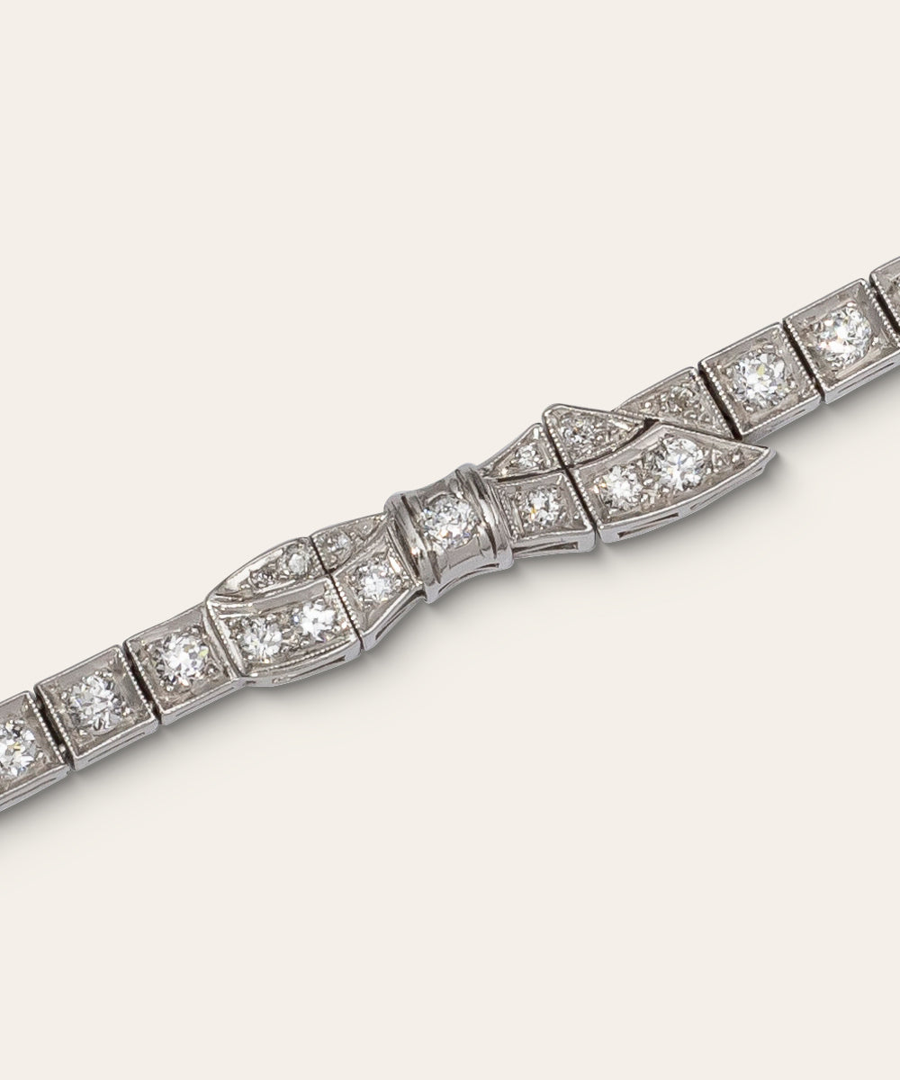 La Belle Époque Platinum & Diamond Bow Bracelet