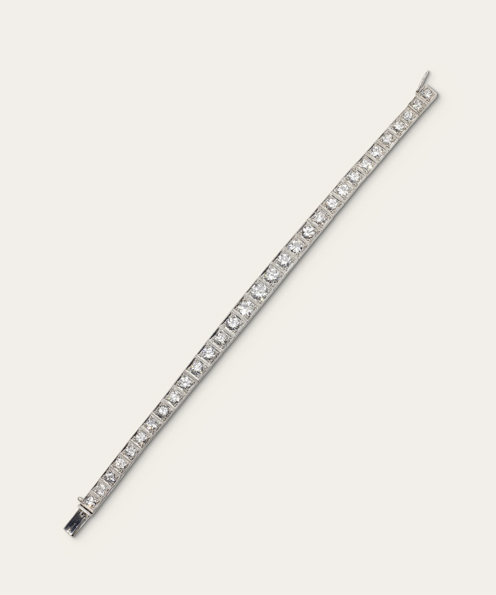 Antique Platinum French Illusion, Diamond Line Bracelet