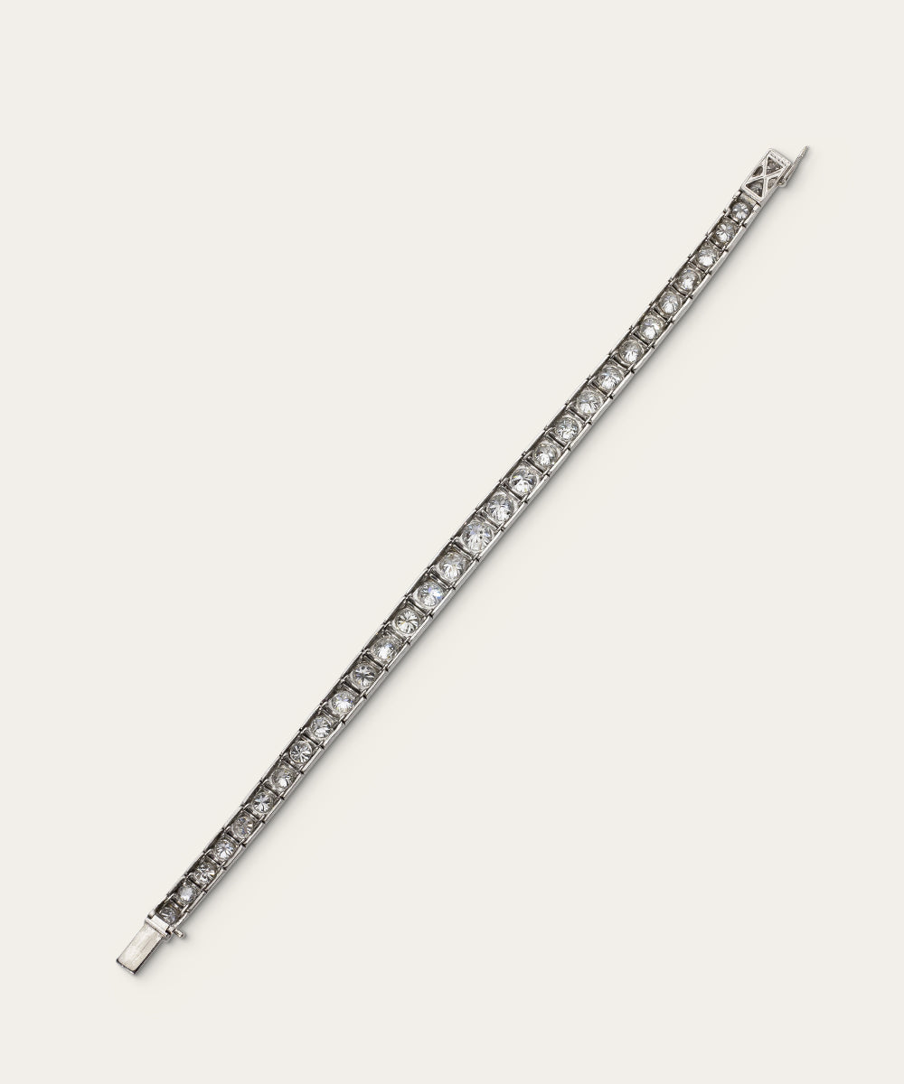 Antique Platinum French Illusion, Diamond Line Bracelet