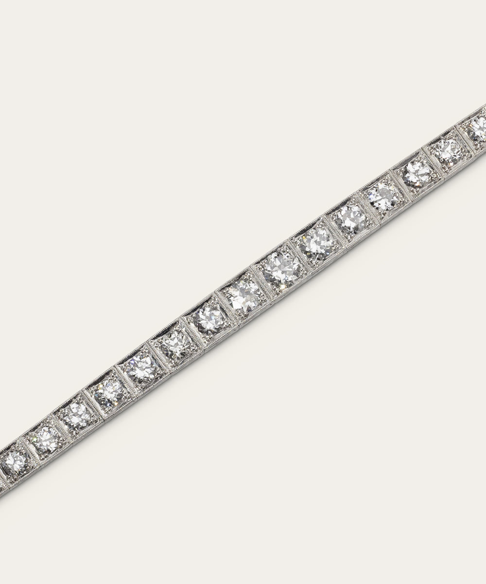 Antique Platinum French Illusion, Diamond Line Bracelet