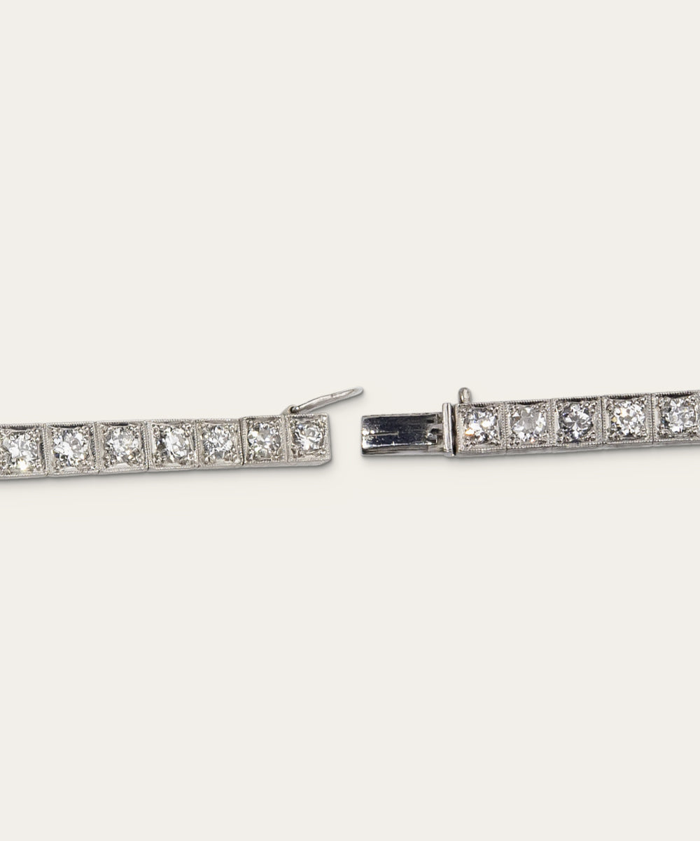 Antique Platinum French Illusion, Diamond Line Bracelet