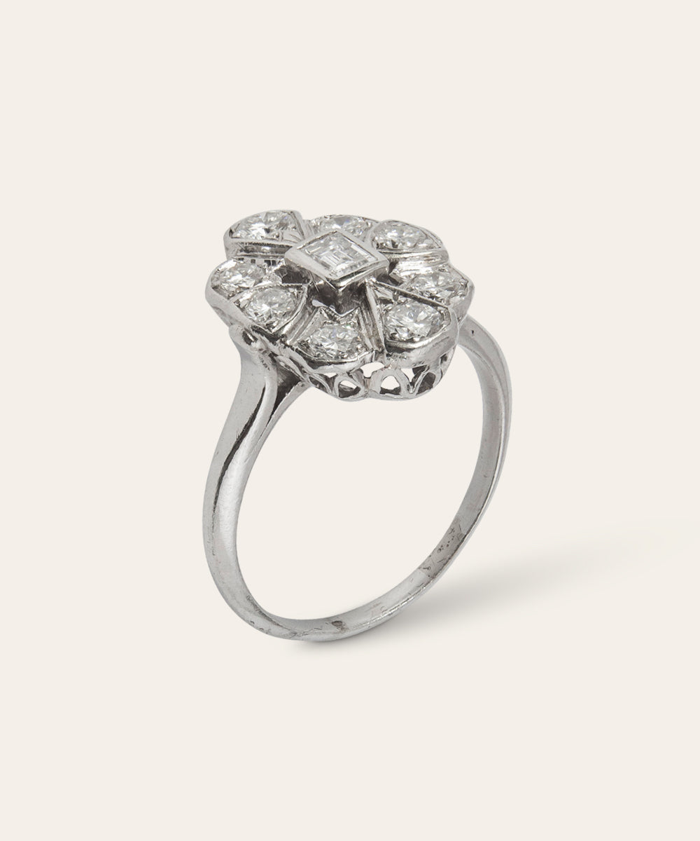 Vintage Platinum and Diamond Ring