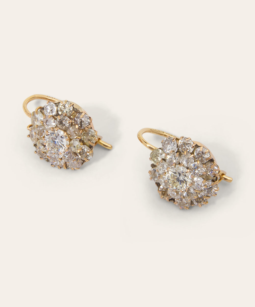 Late Victorian Yellow Gold & Diamond Earrings