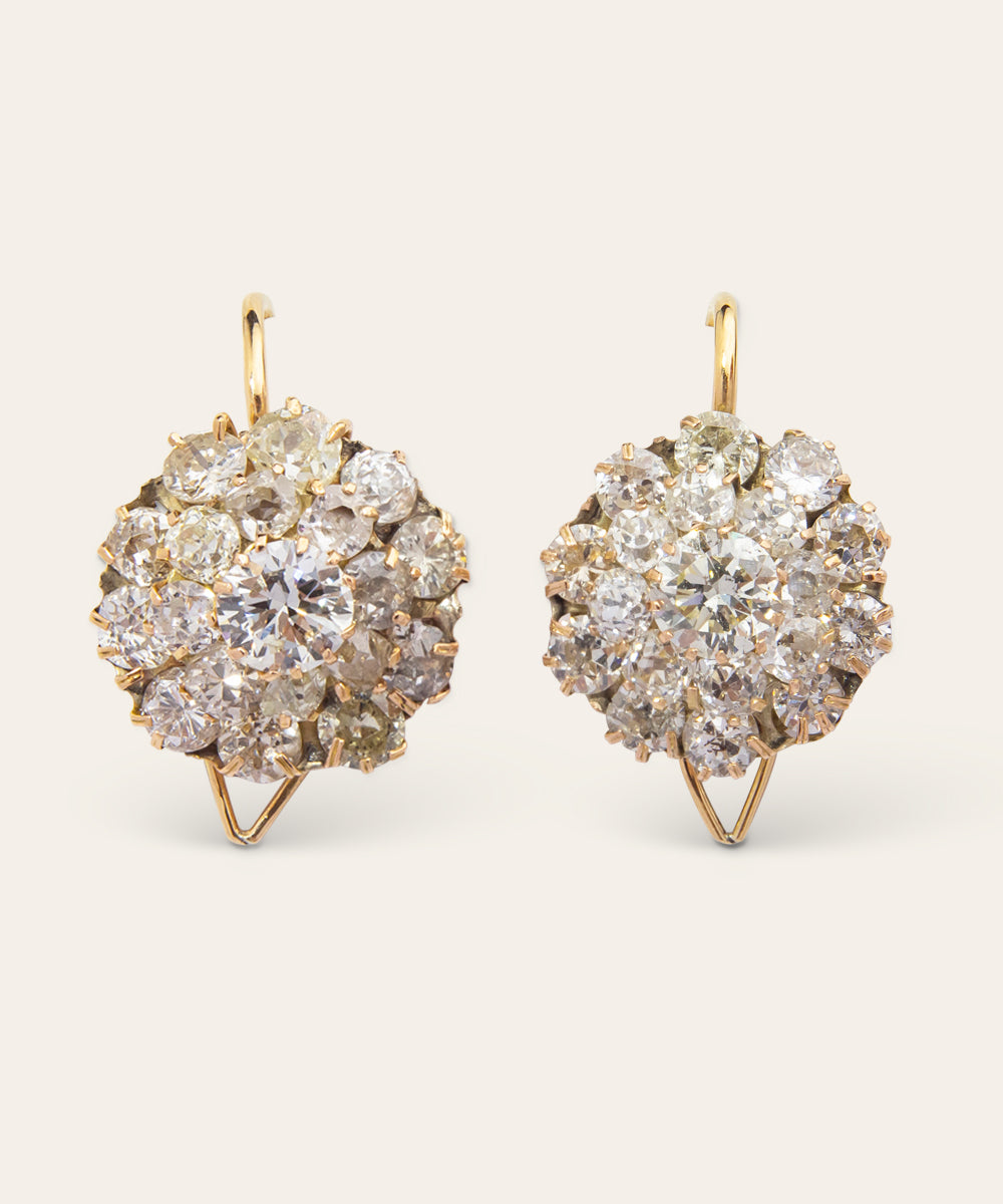 Late Victorian Yellow Gold & Diamond Earrings