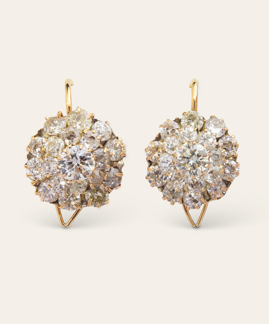 Late Victorian Yellow Gold & Diamond Earrings