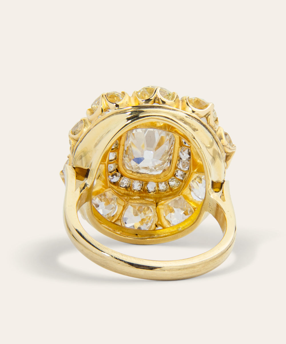 Victorian Old Mine Cut Natural Diamond Cluster Ring