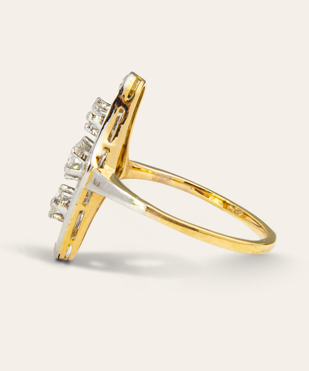 Antique Platinum, Gold, and Diamond Plaque Ring