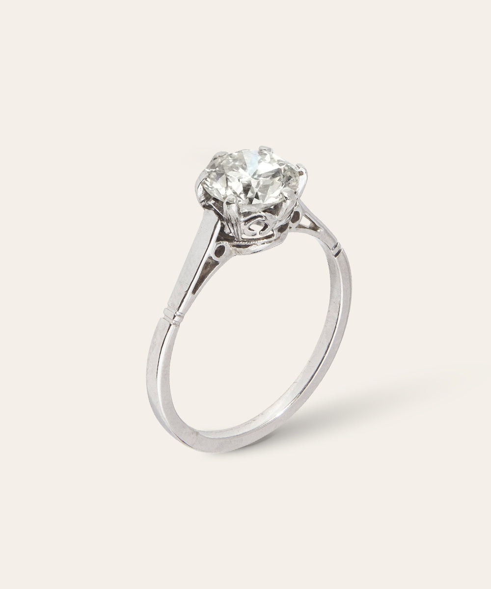 Vintage Solitaire White Gold and Diamond Ring