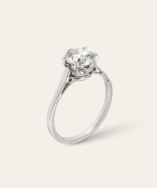Vintage Solitaire White Gold and Diamond Ring