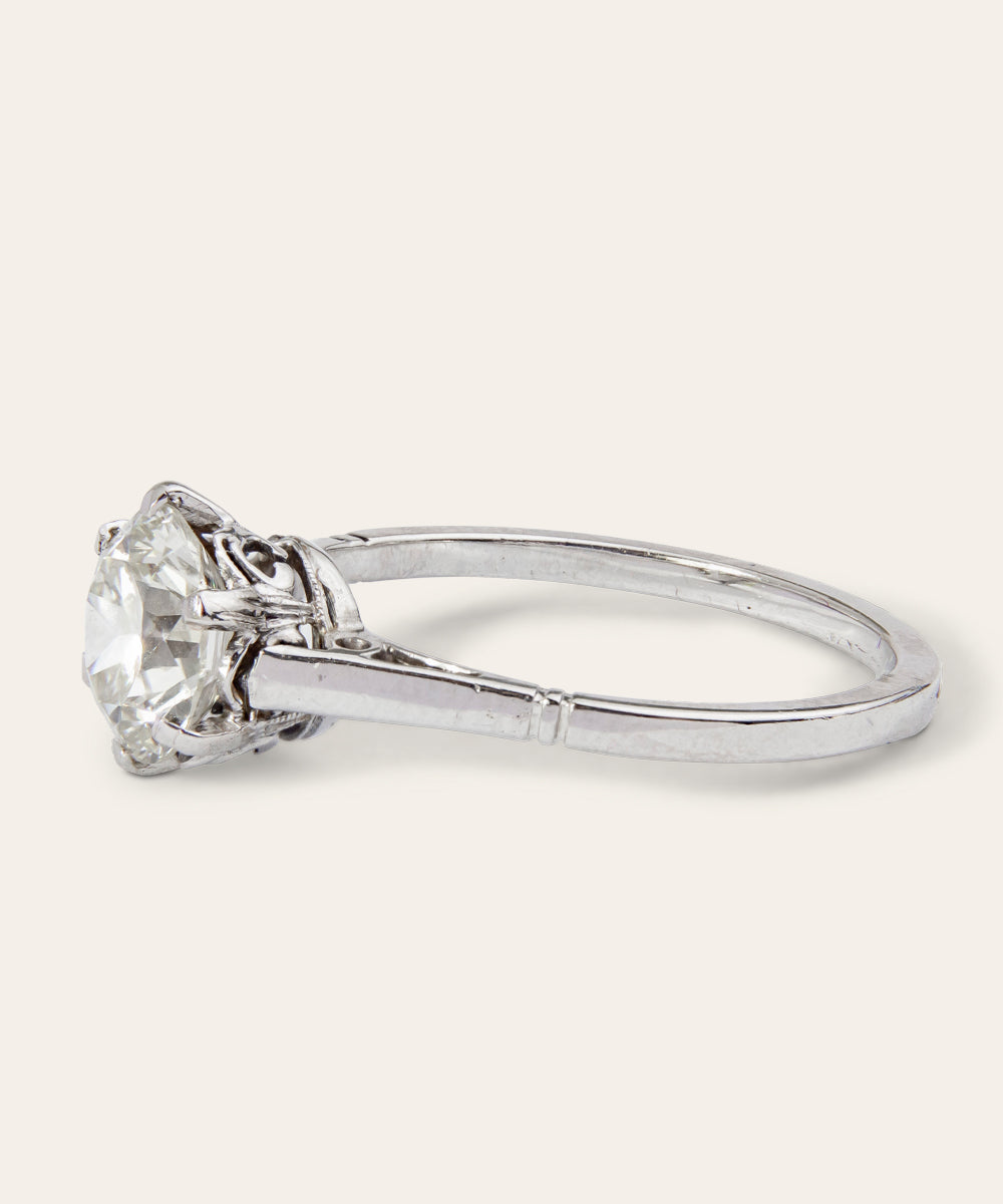 Vintage Solitaire White Gold and Diamond Ring