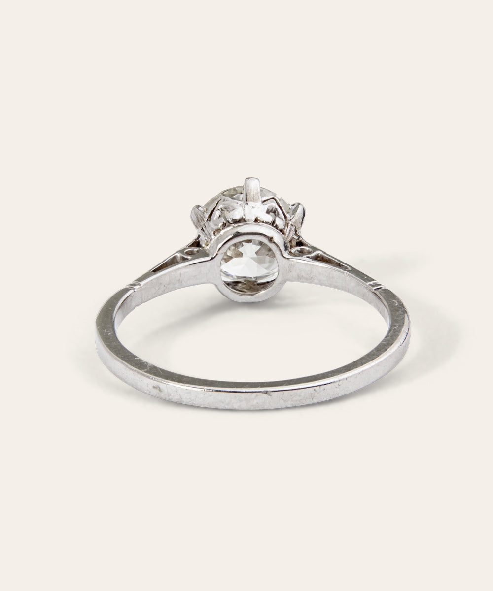 Vintage Solitaire White Gold and Diamond Ring