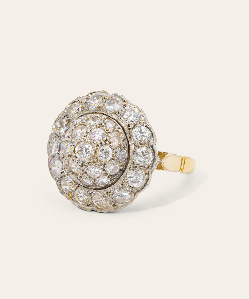 Antique Yellow Gold & Diamond Cluster Ring