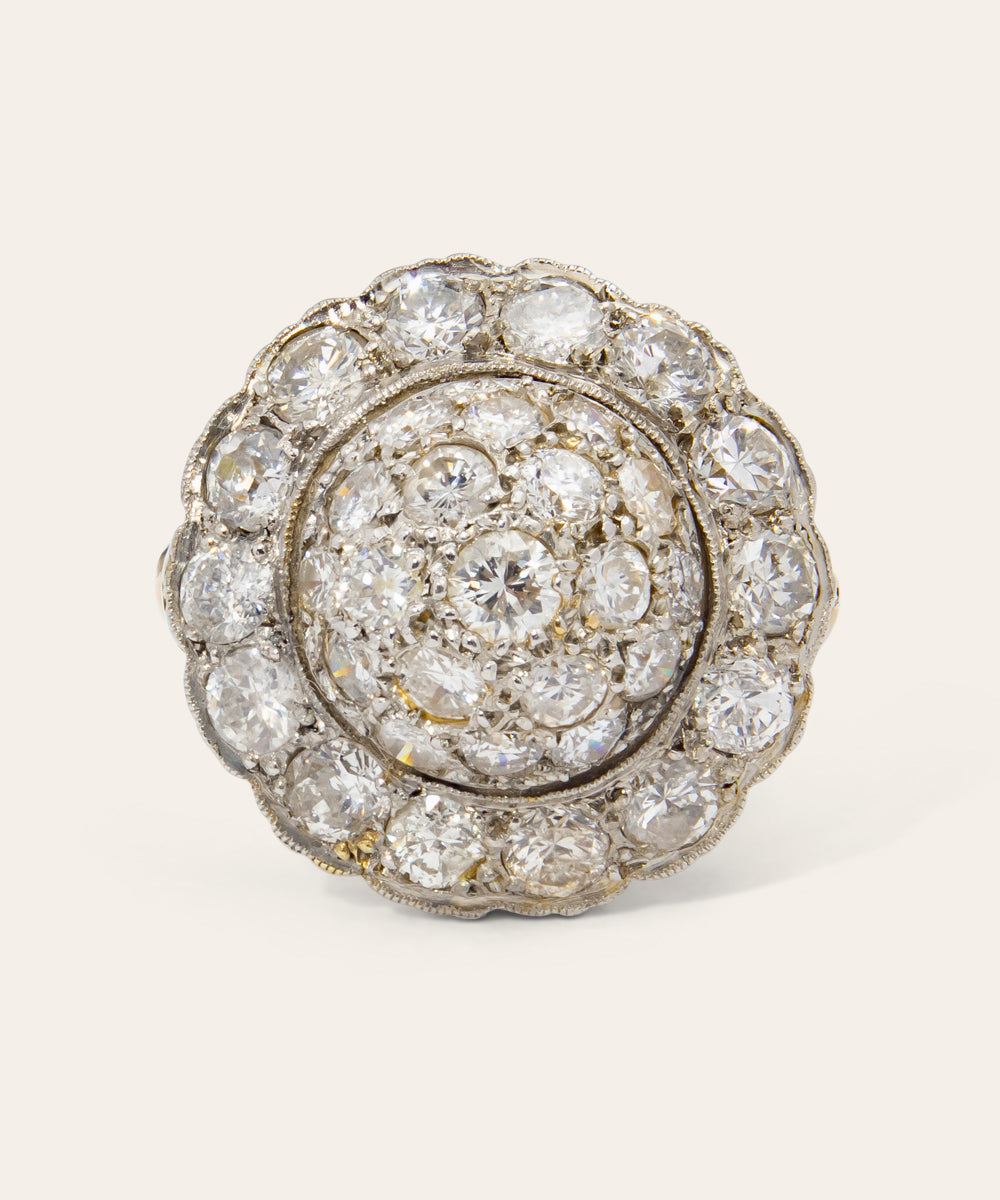 Antique Yellow Gold & Diamond Cluster Ring