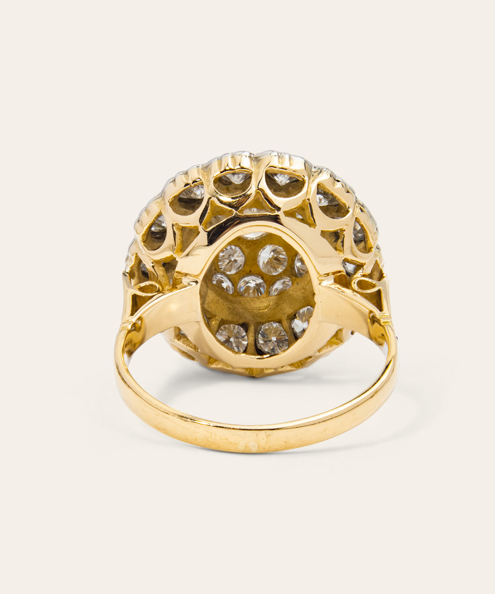 Antique Yellow Gold & Diamond Cluster Ring