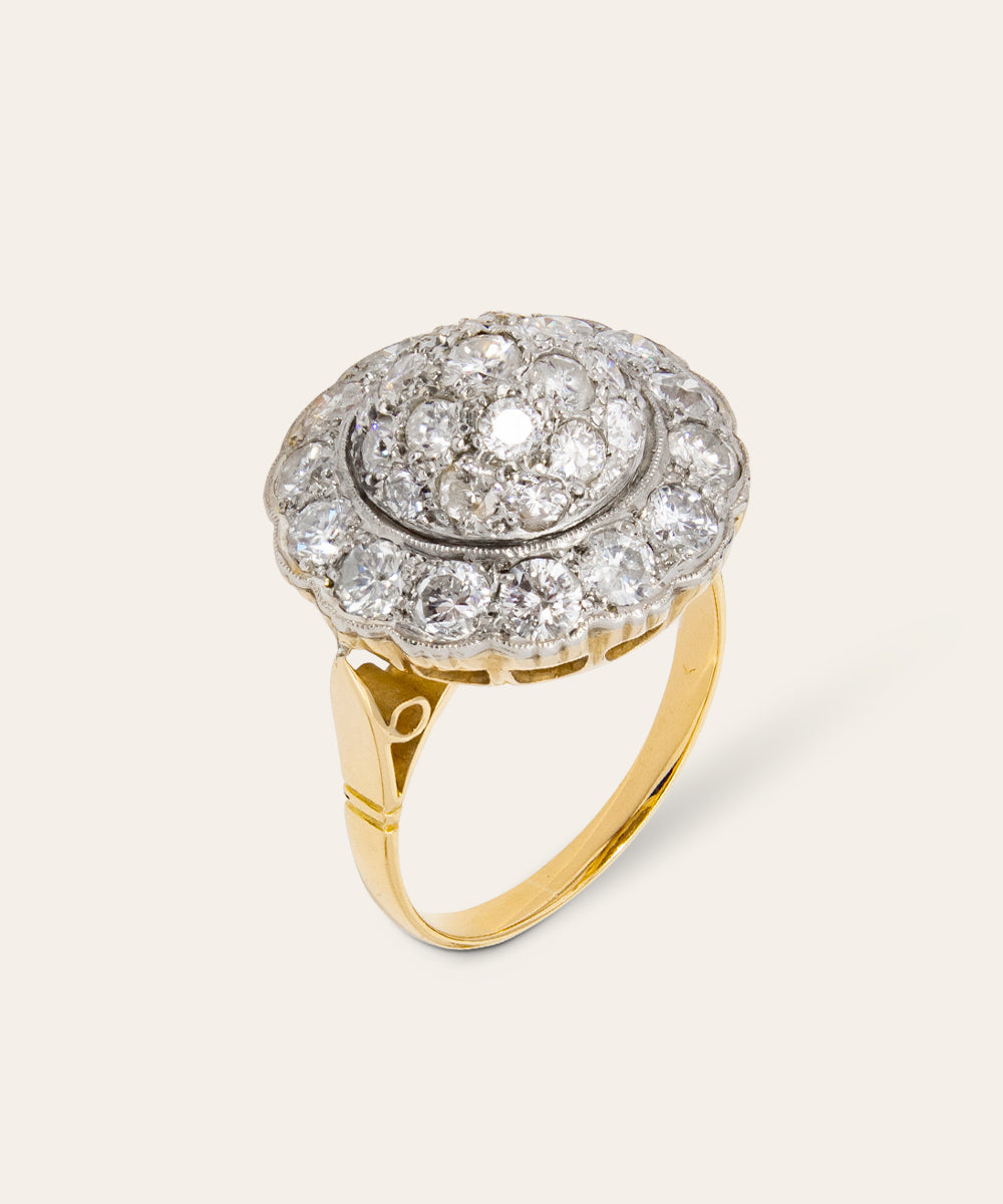 Antique Yellow Gold & Diamond Cluster Ring