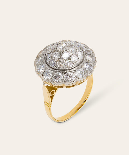 Antique Yellow Gold & Diamond Cluster Ring