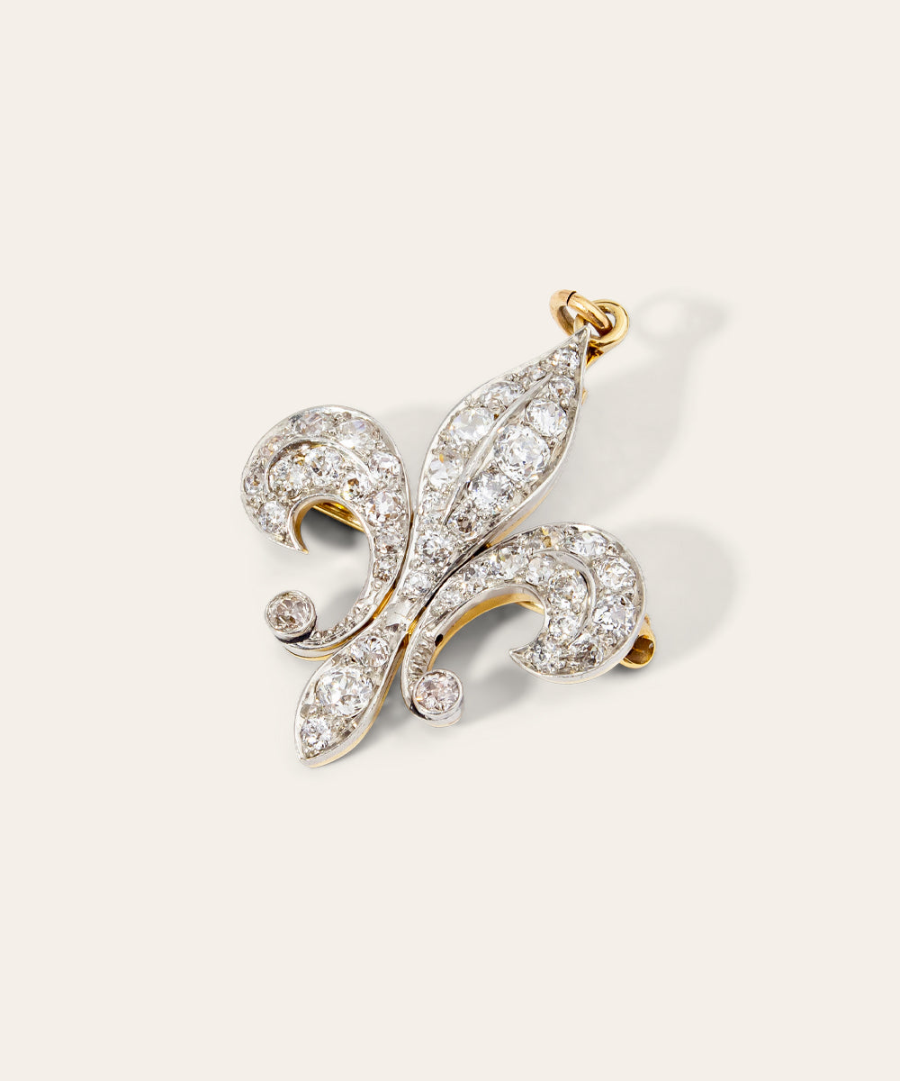 Edwardian Diamond Fleur-de-Lis Brooch/Pendant