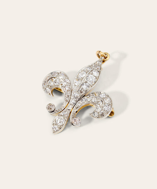 Edwardian Diamond Fleur-de-Lis Brooch/Pendant
