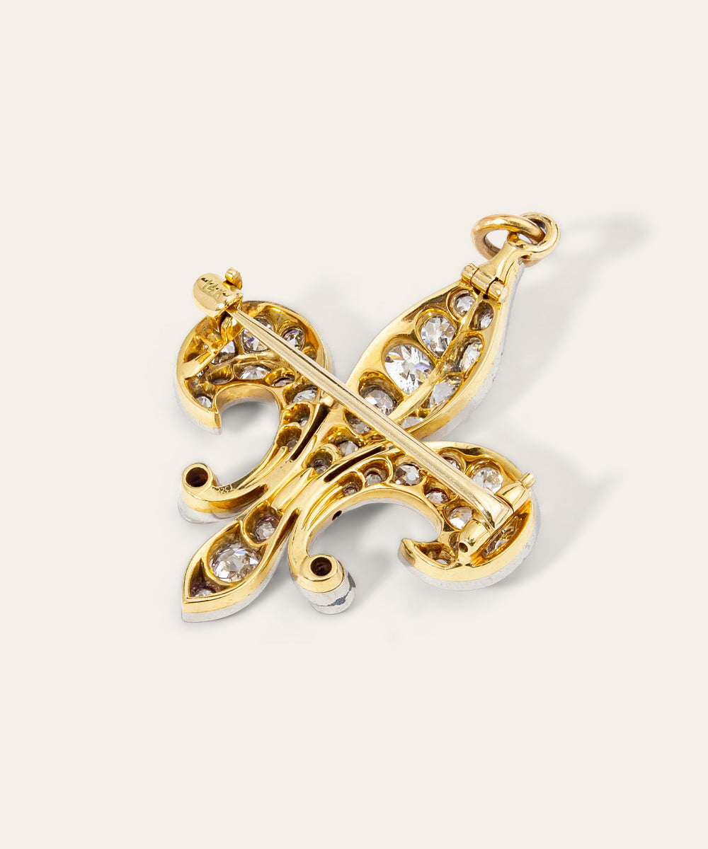 Edwardian Diamond Fleur-de-Lis Brooch/Pendant