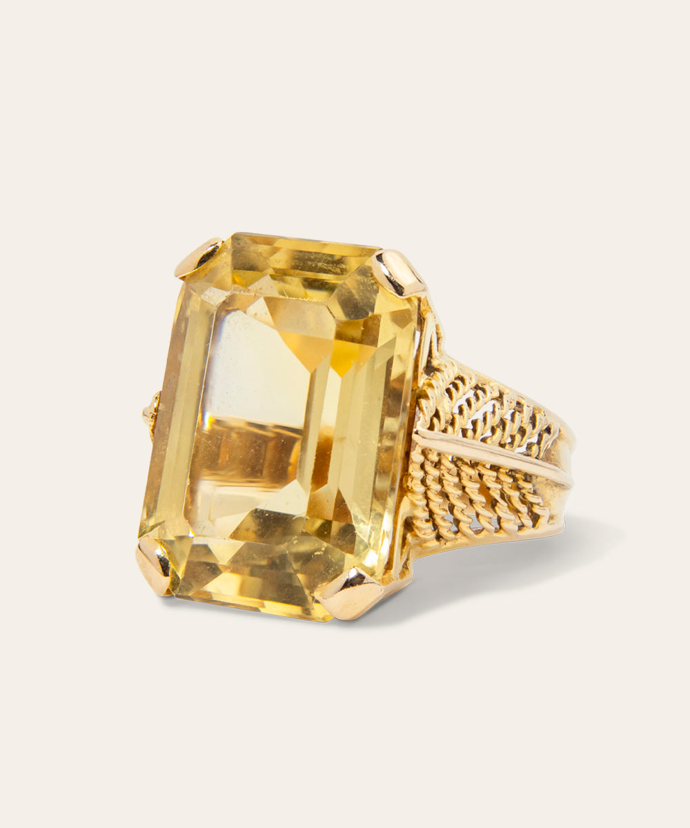 Retro Yellow Gold and Citrine Cocktail Ring