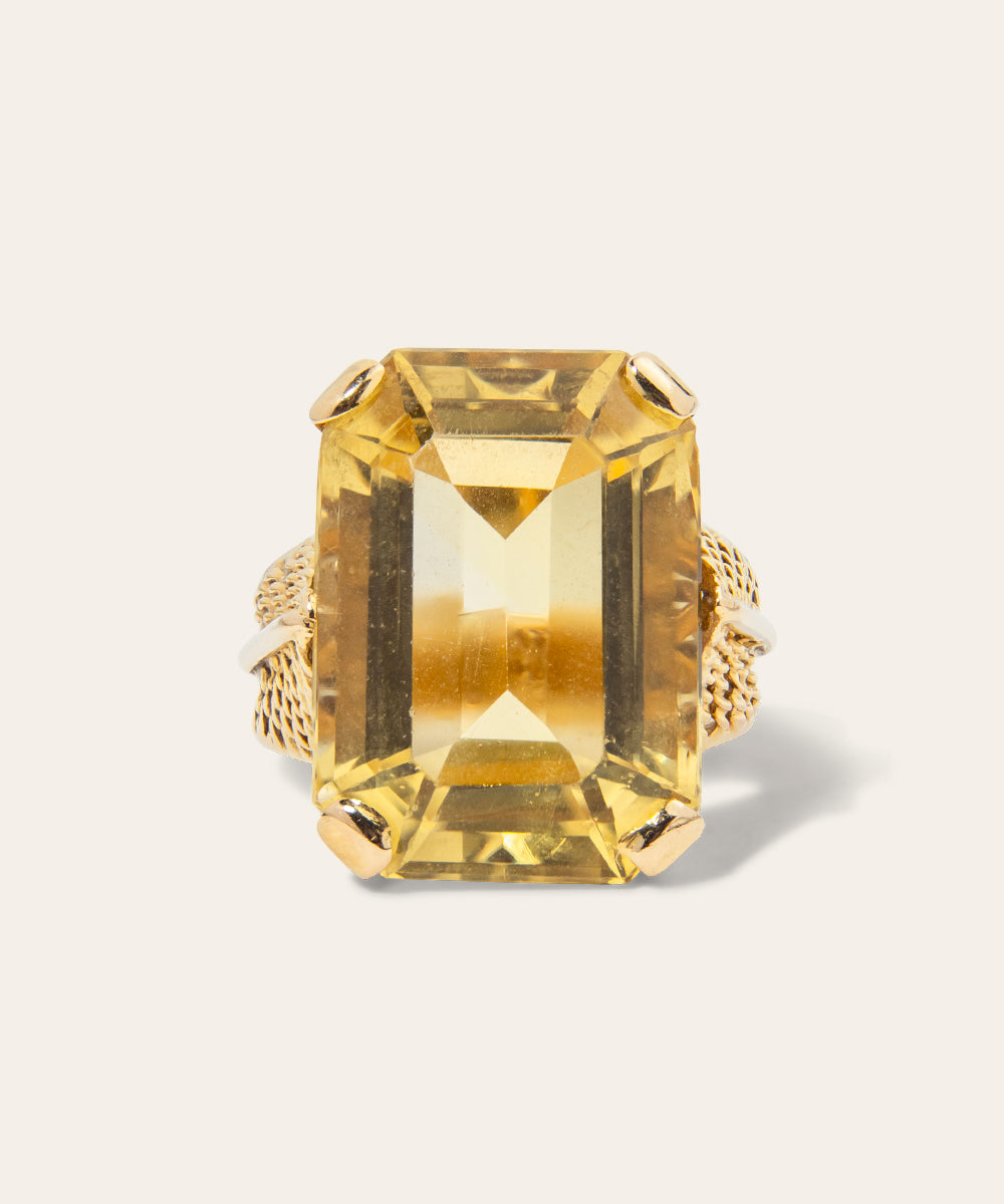 Retro Yellow Gold and Citrine Cocktail Ring