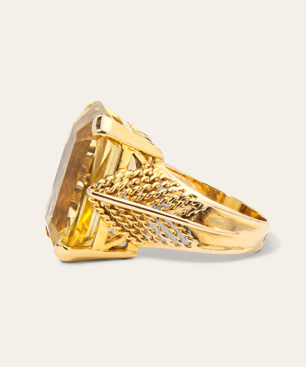 Retro Yellow Gold and Citrine Cocktail Ring