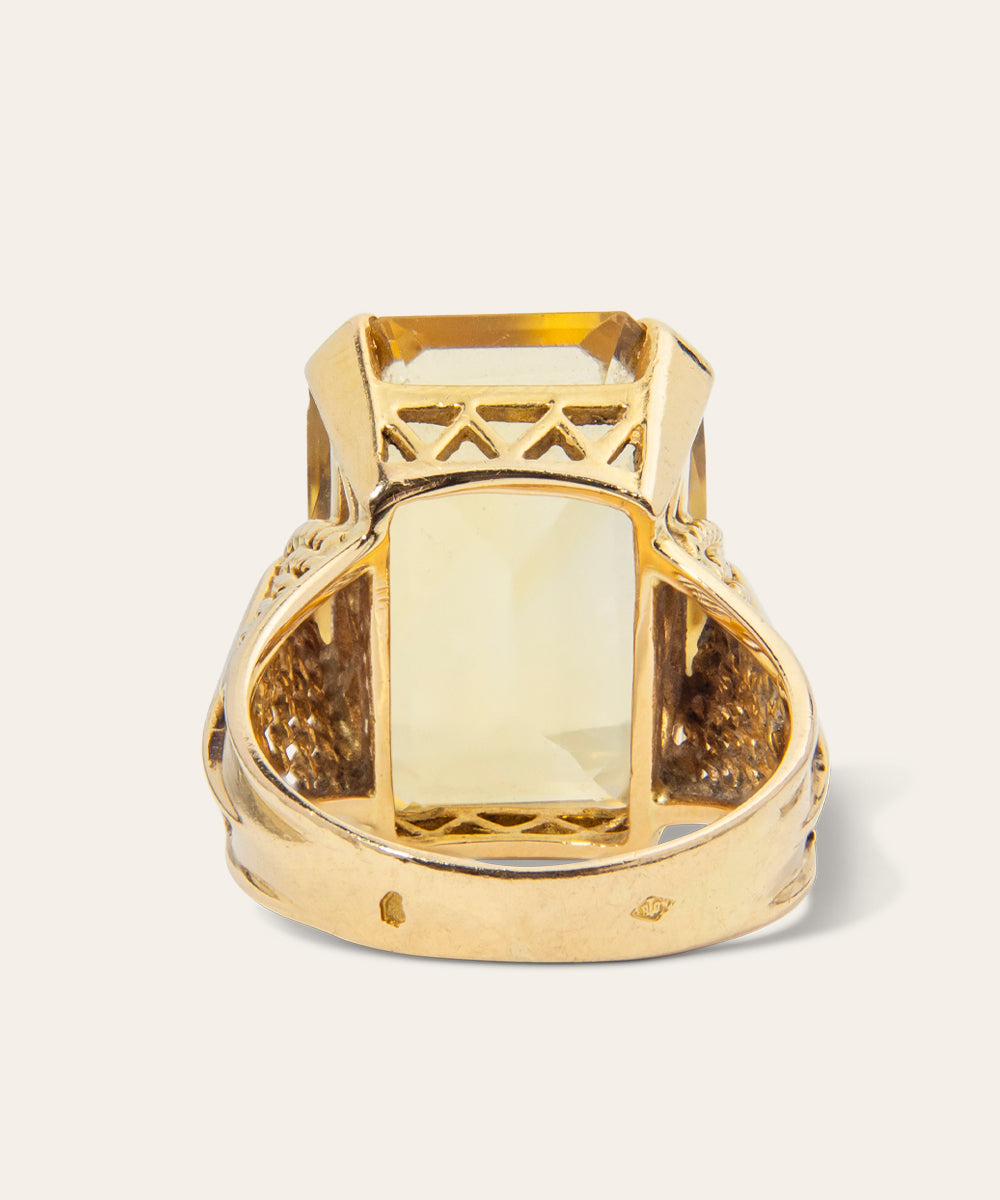 Retro Yellow Gold and Citrine Cocktail Ring