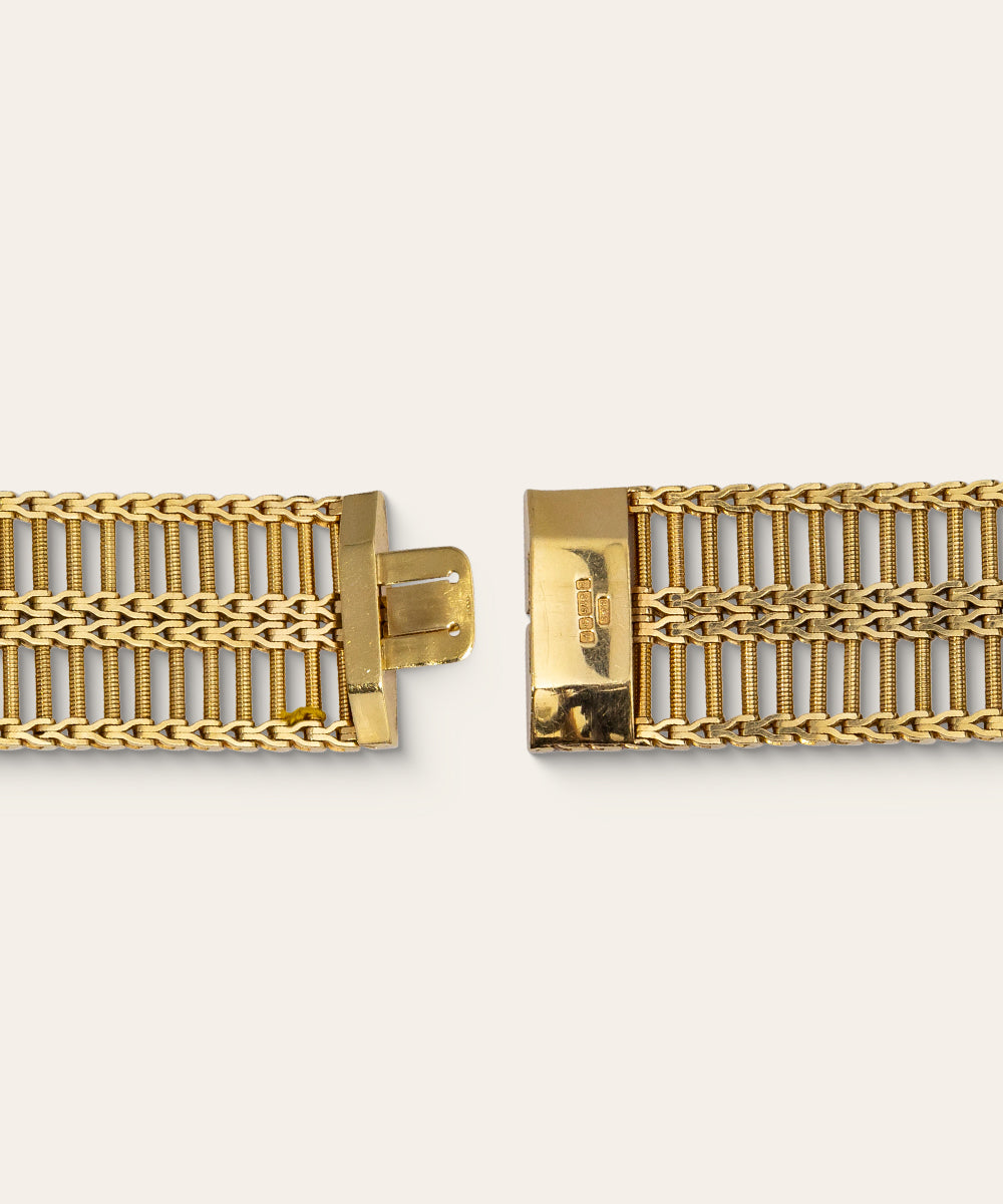 Vintage English Yellow Gold Ladder Bracelet