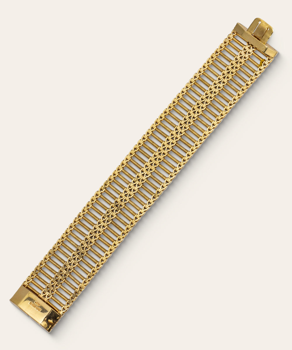 Vintage English Yellow Gold Ladder Bracelet
