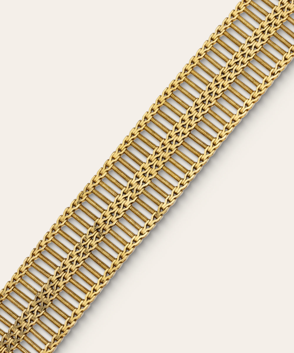 Vintage English Yellow Gold Ladder Bracelet
