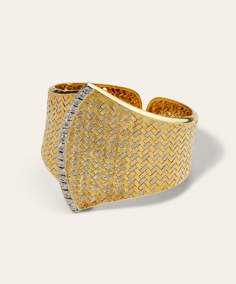 Vintage Yellow and White Gold Diamond Cuff