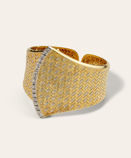 Vintage Yellow and White Gold Diamond Cuff