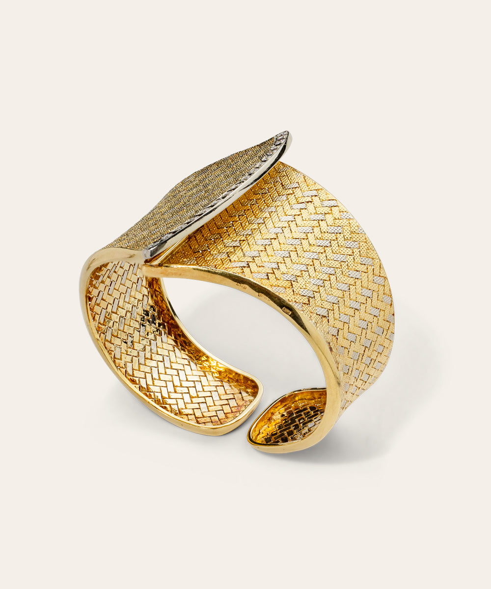 Vintage Yellow and White Gold Diamond Cuff