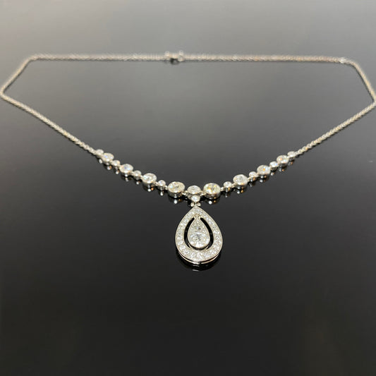 Antique Edwardian Era, Platinum Diamond Drop Necklace