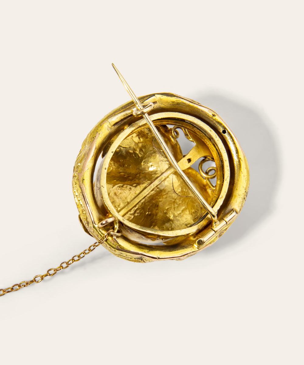 Victorian Yellow Gold, Emerald, and Pearl Brooch