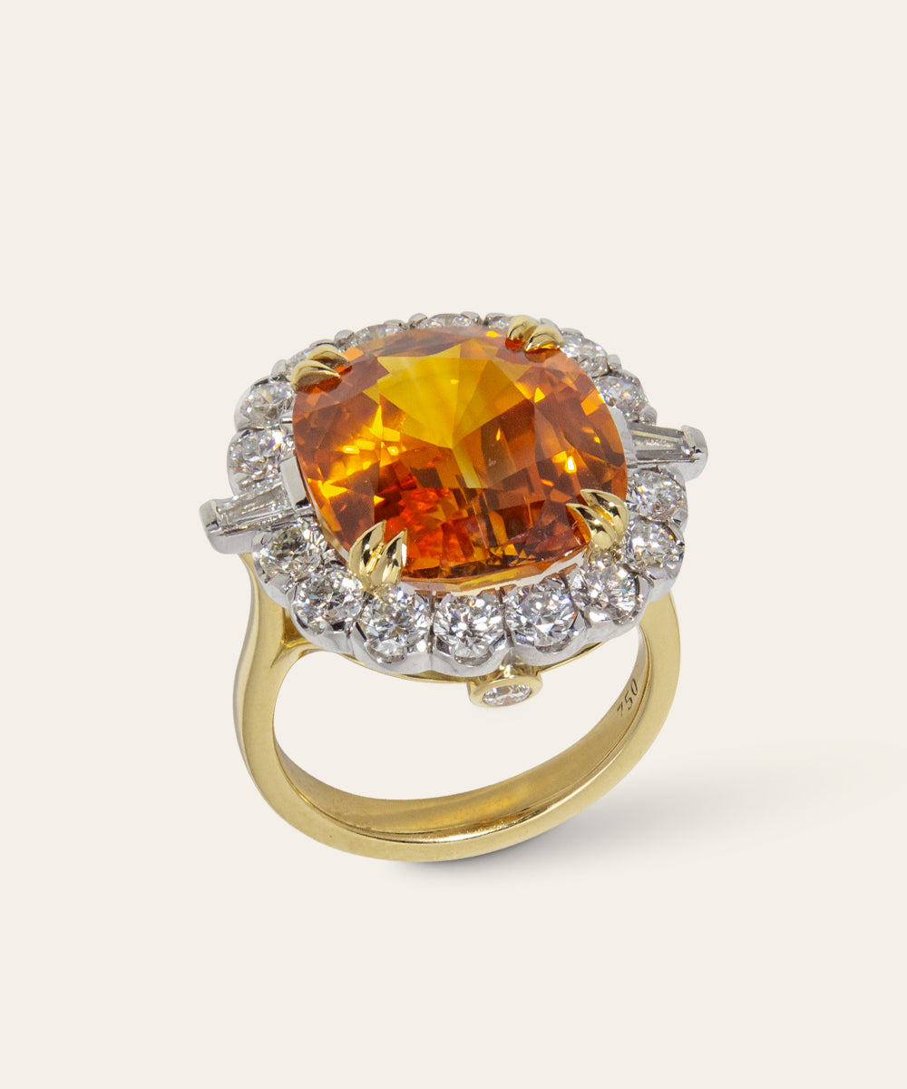 Yellow and White Gold Sapphire and Diamond Ring