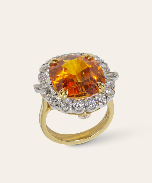 Yellow and White Gold Sapphire and Diamond Ring
